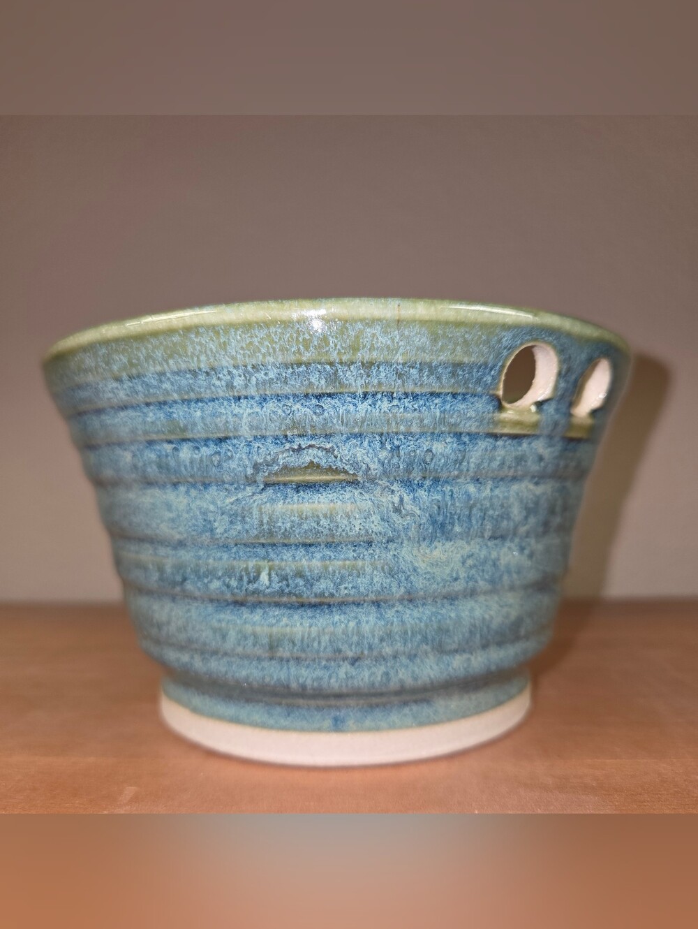 Pottery‎ Ramen Noodle Bowl Blue Green Glaze Chopstick Rest